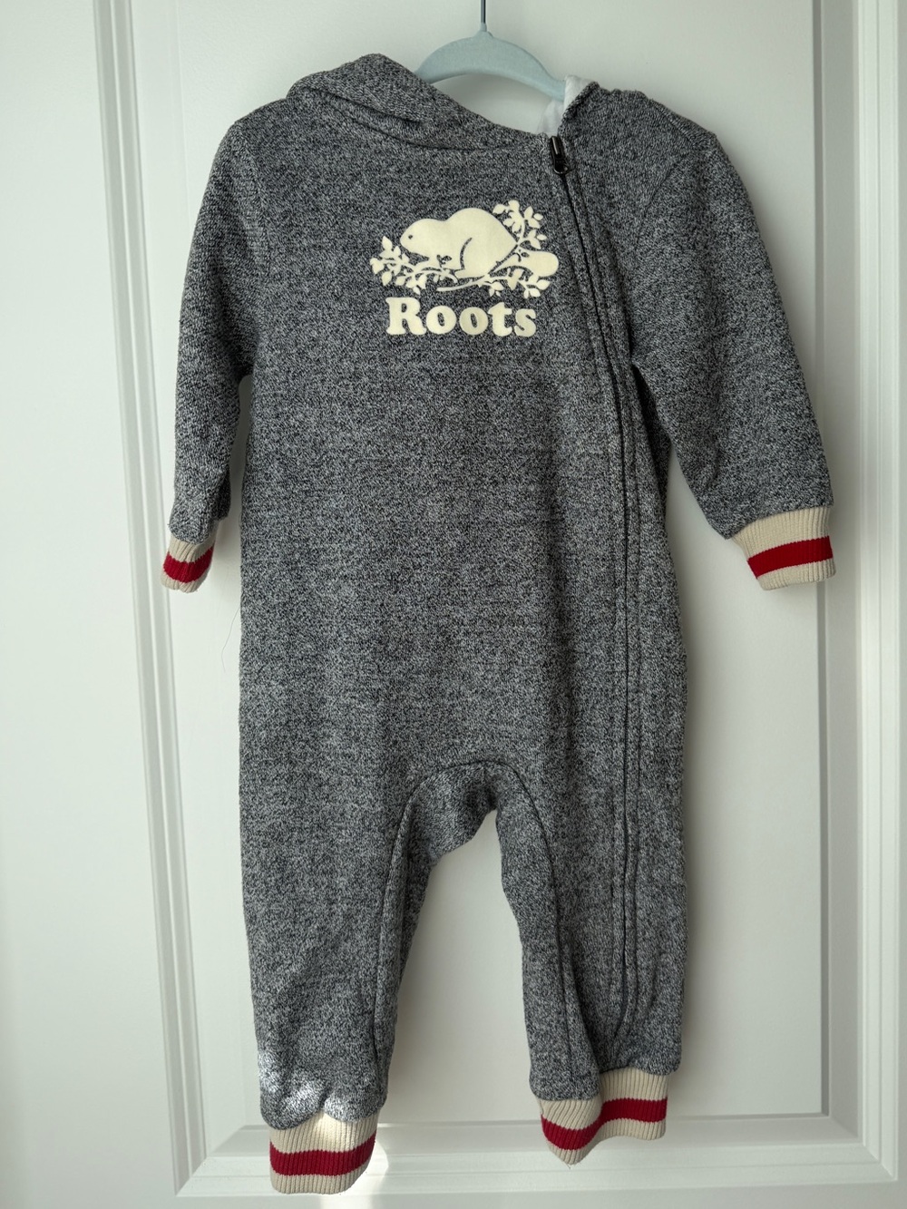 Roots Cabin Baby Fleece One-Piece Romper 6–12M Grey